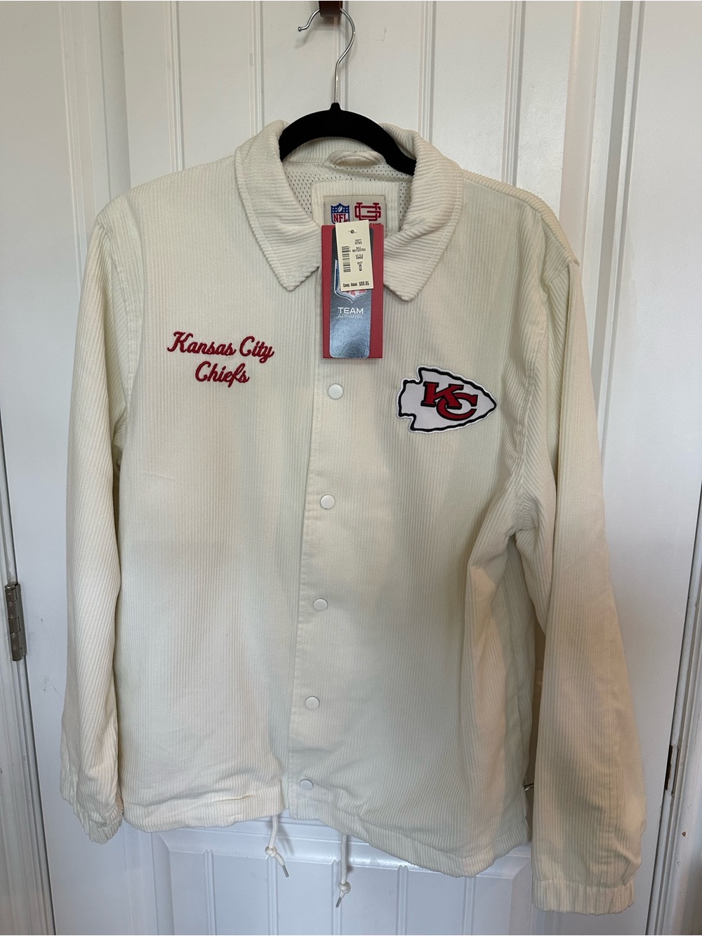 NFL Kansas City Chiefs Cream Corduroy Coach Jacket